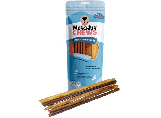 Munchkin Chews - 12" Standard Bully Sticks para Perros Pack de 5 unidades - 7 Oz (198g)