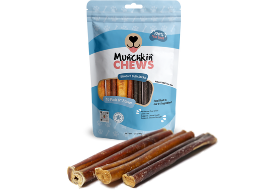 Munchkin Chews - 6" Standard Bully Sticks para Perros Pack de 10 unidades - 7 Oz (198g)