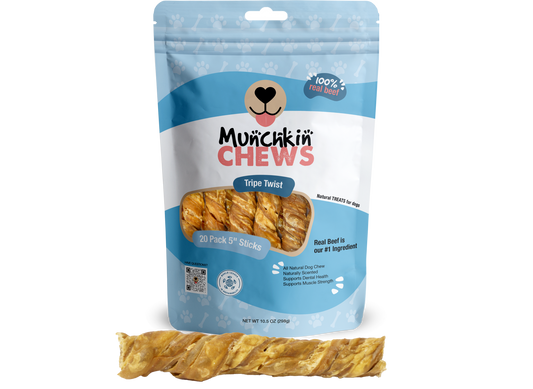 Munchkin Chews - 5" Beef Tripe Twist Pack de 20 Unidades